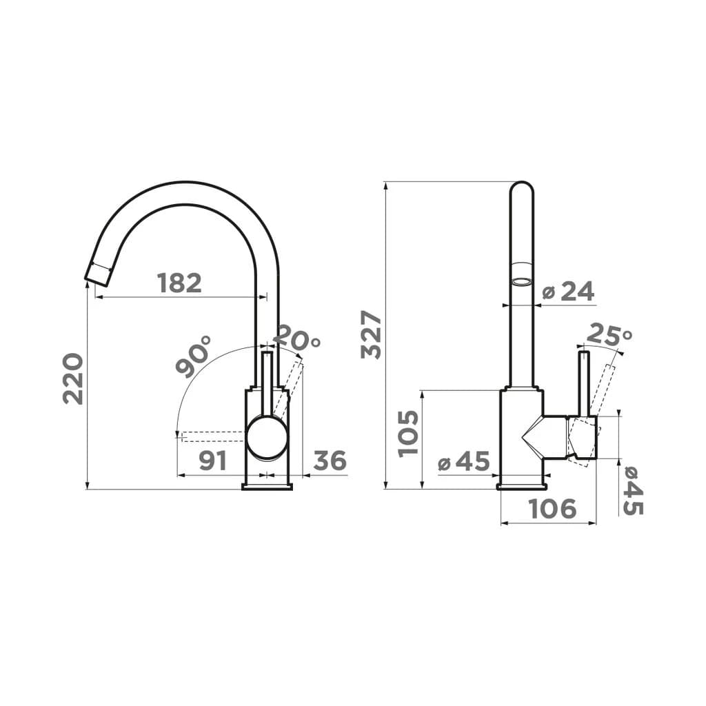 Смеситель OMOIKIRI Графитовый Shinagawa-GB