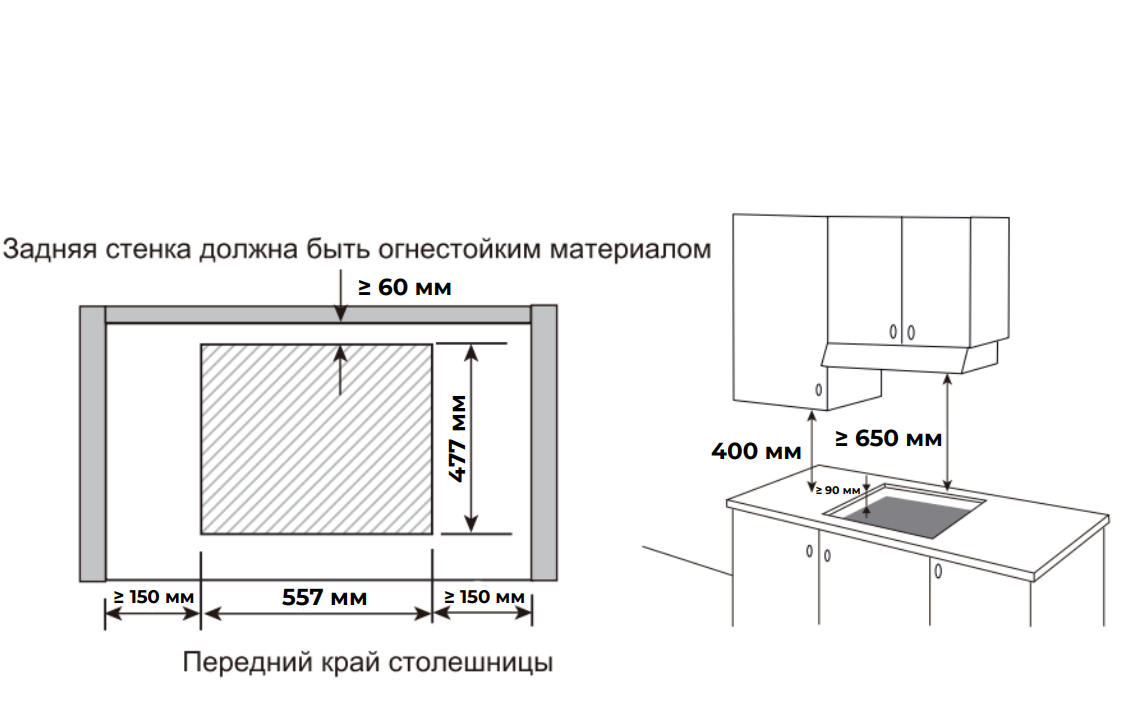 Варочная панель MEFERI Черный MGH604BK GLASS RETRO