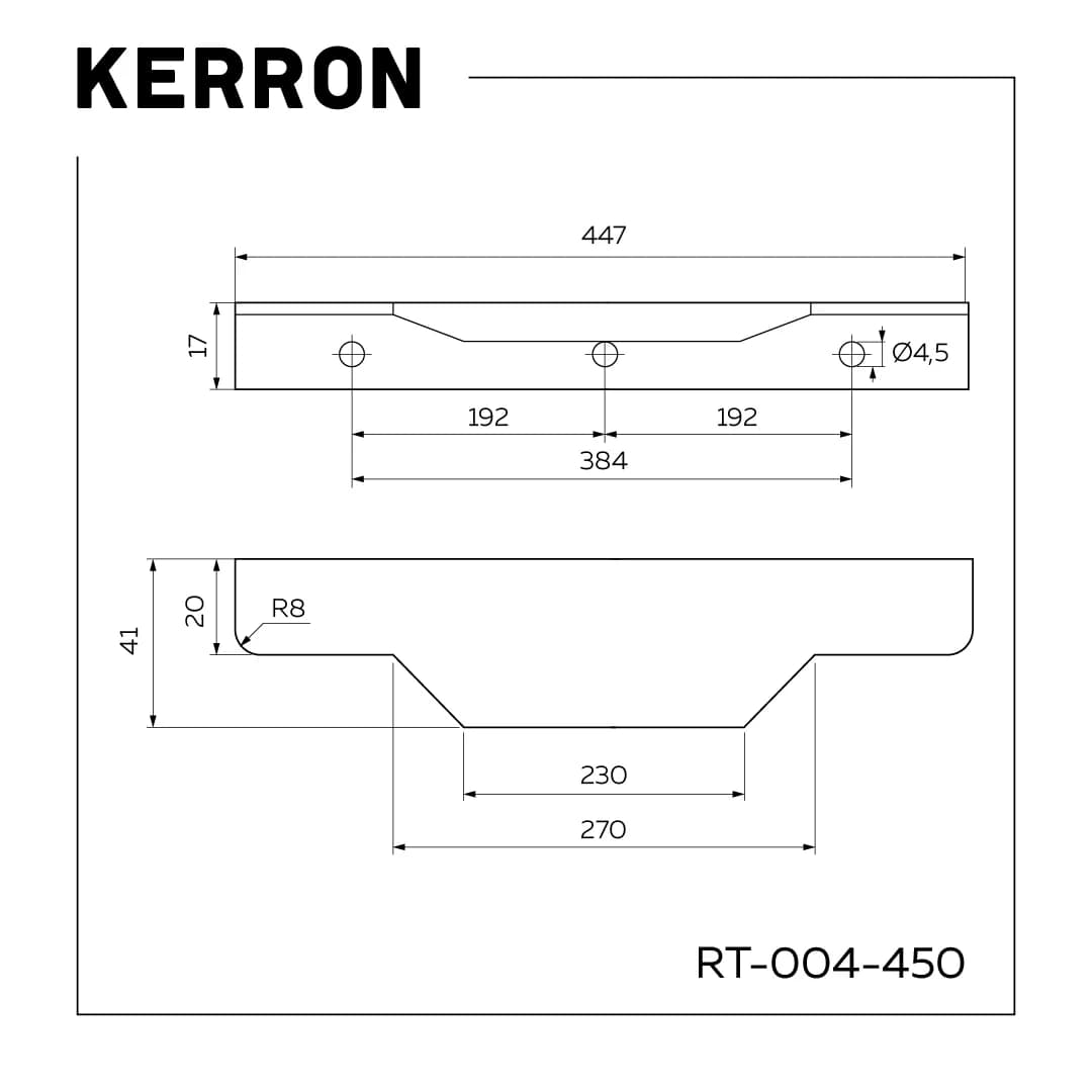 Ручка торцевая KERRON Черный матовый RT-004-450 BL