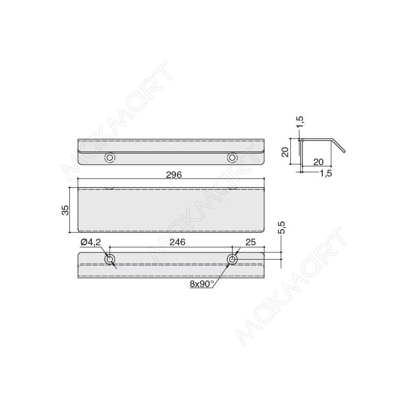 Ручка профиль MAKMART Белый матовый RT.01.296.9016