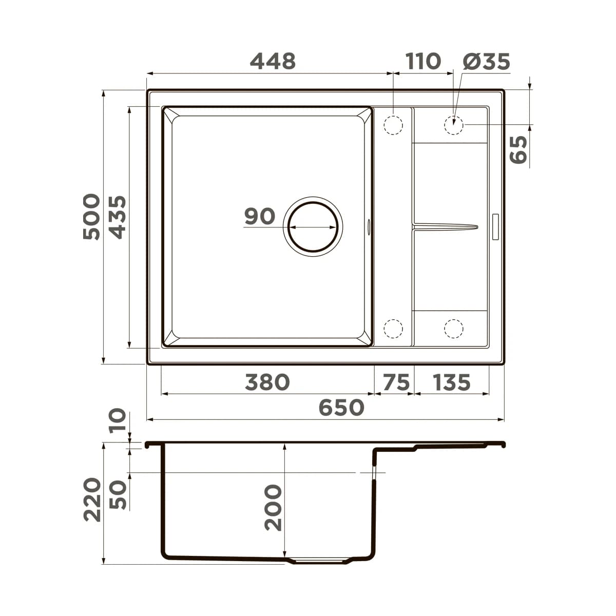 Мойка OMOIKIRI Белый Sumi 65A-WH