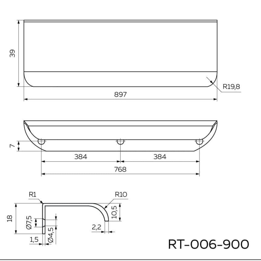 Ручка торцевая KERRON Черный матовый RT-006-900 BL