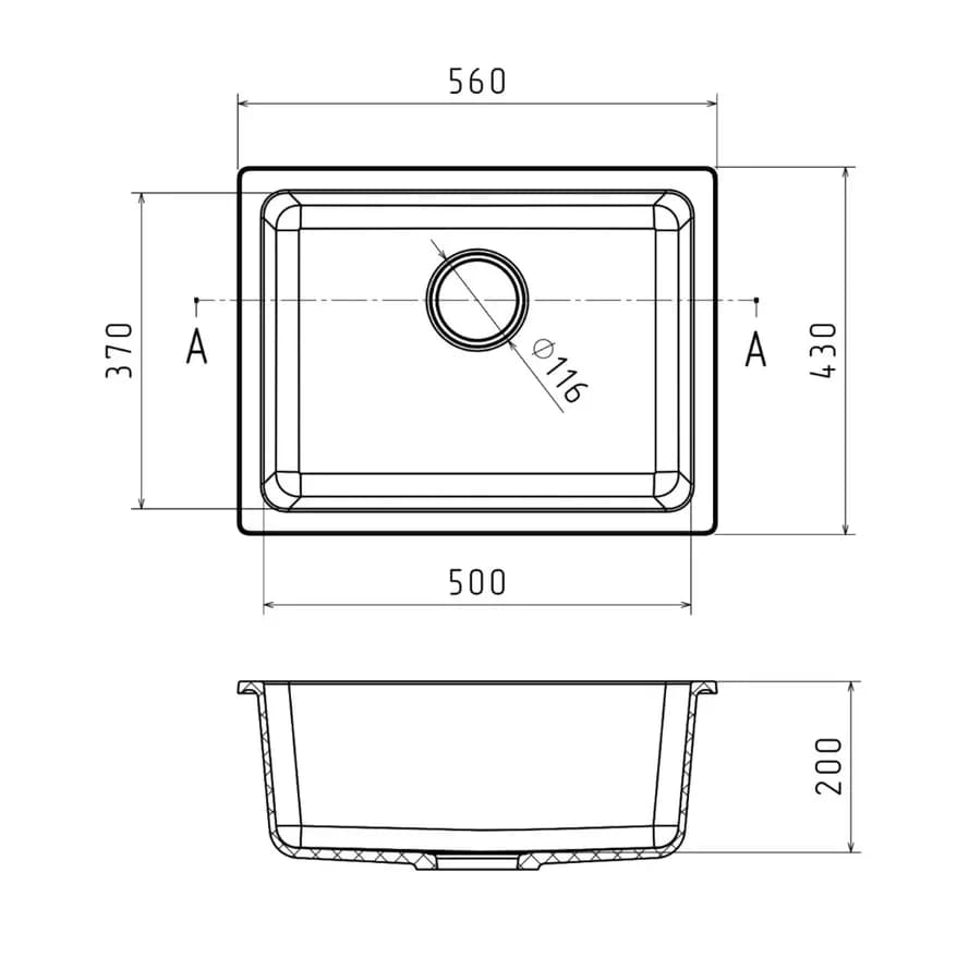 Мойка RIVELATO Серый BERKANA 50