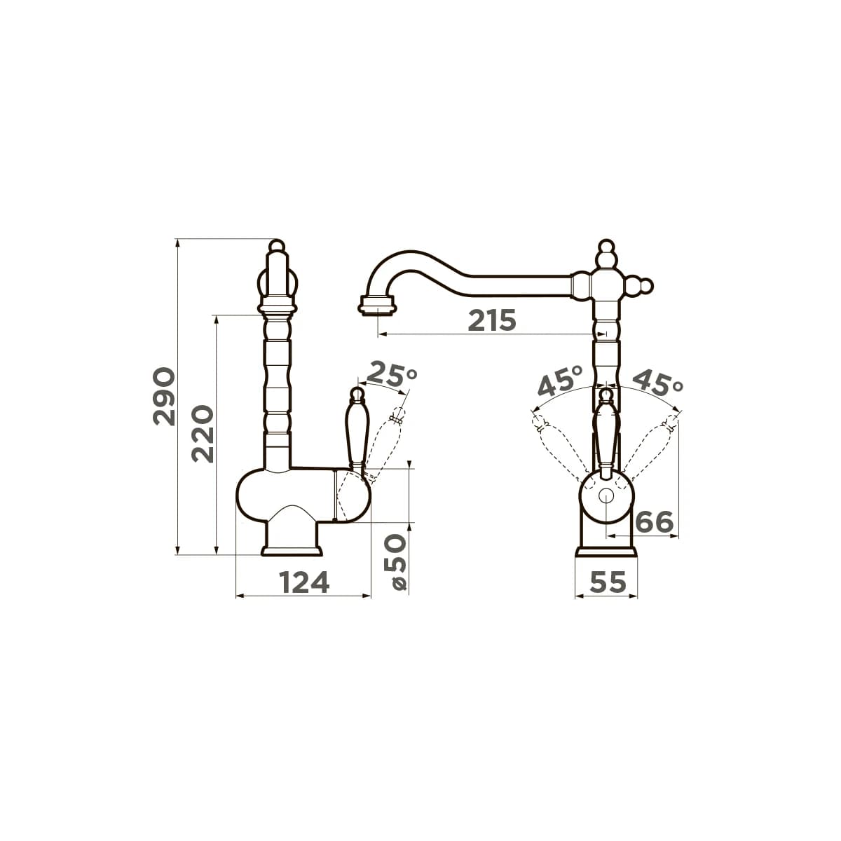 Смеситель OMOIKIRI Серебро Kyoto-SI