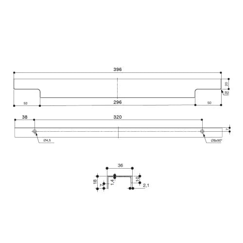 Ручка накладная MAKMART Золото шлифованное HPP.03.0396.GT-BA