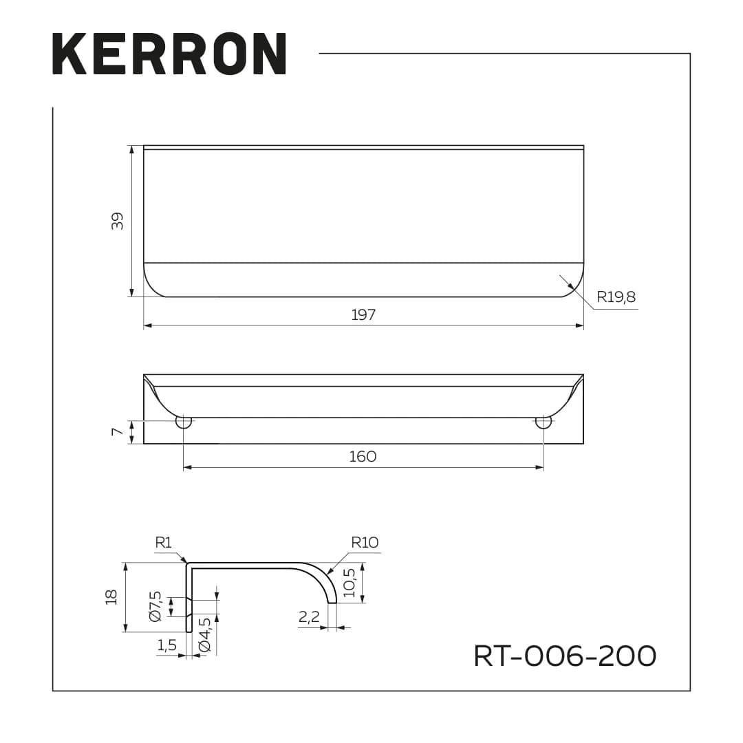 Ручка торцевая KERRON Черный матовый RT-006-200 BL