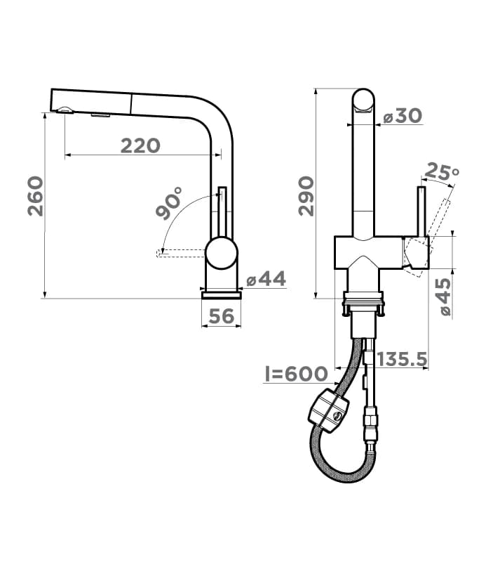 Смеситель OMOIKIRI Нержавеющая сталь Koriyama-SB