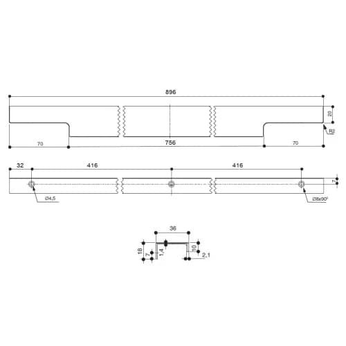 Ручка накладная MAKMART Золото шлифованное HPP.03.0896.GT-BA