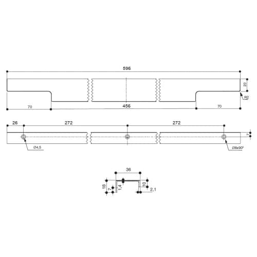 Ручка накладная MAKMART Золото шлифованное HPP.03.0596.GT-BA