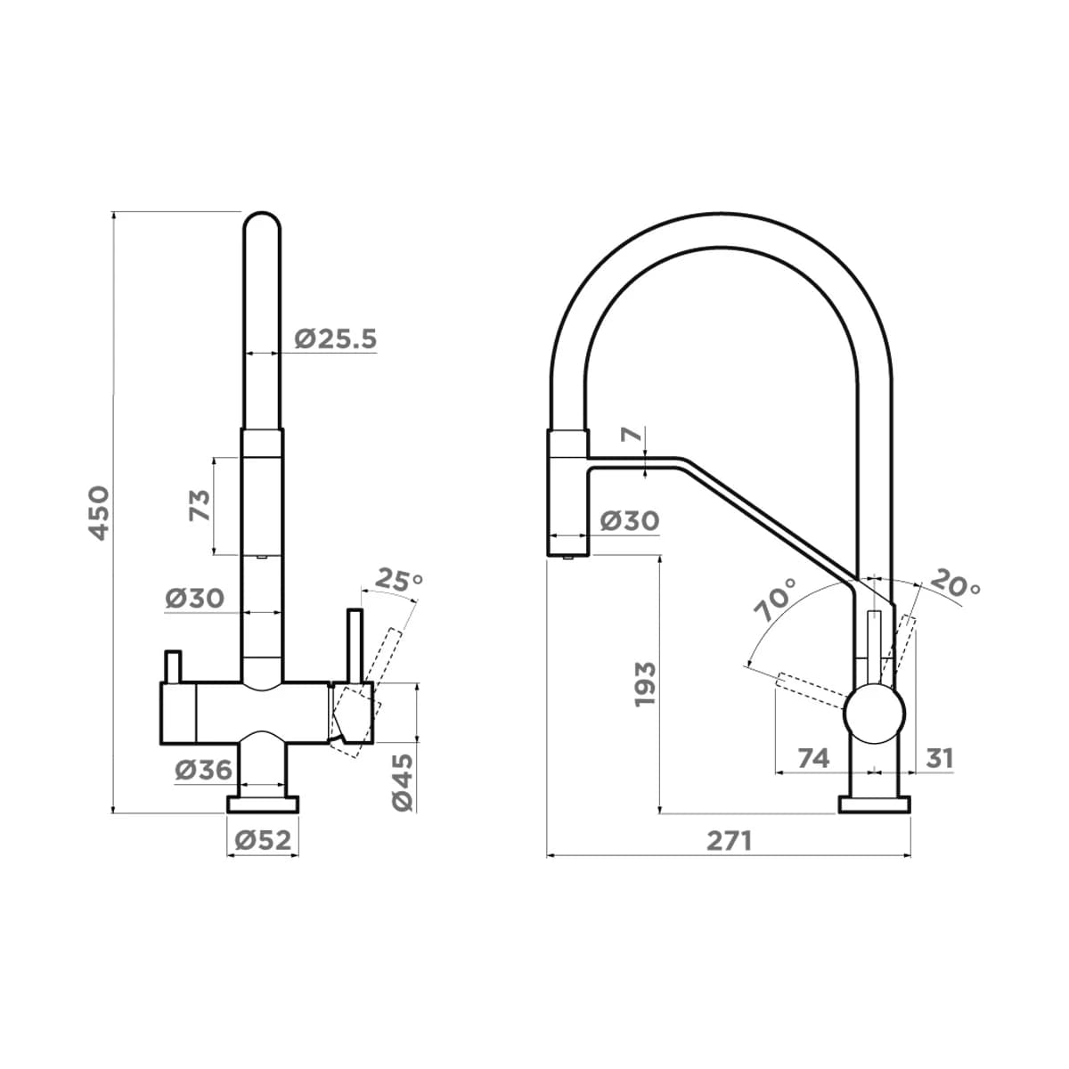 Смеситель с фильтром OMOIKIRI Графит Akeno GB