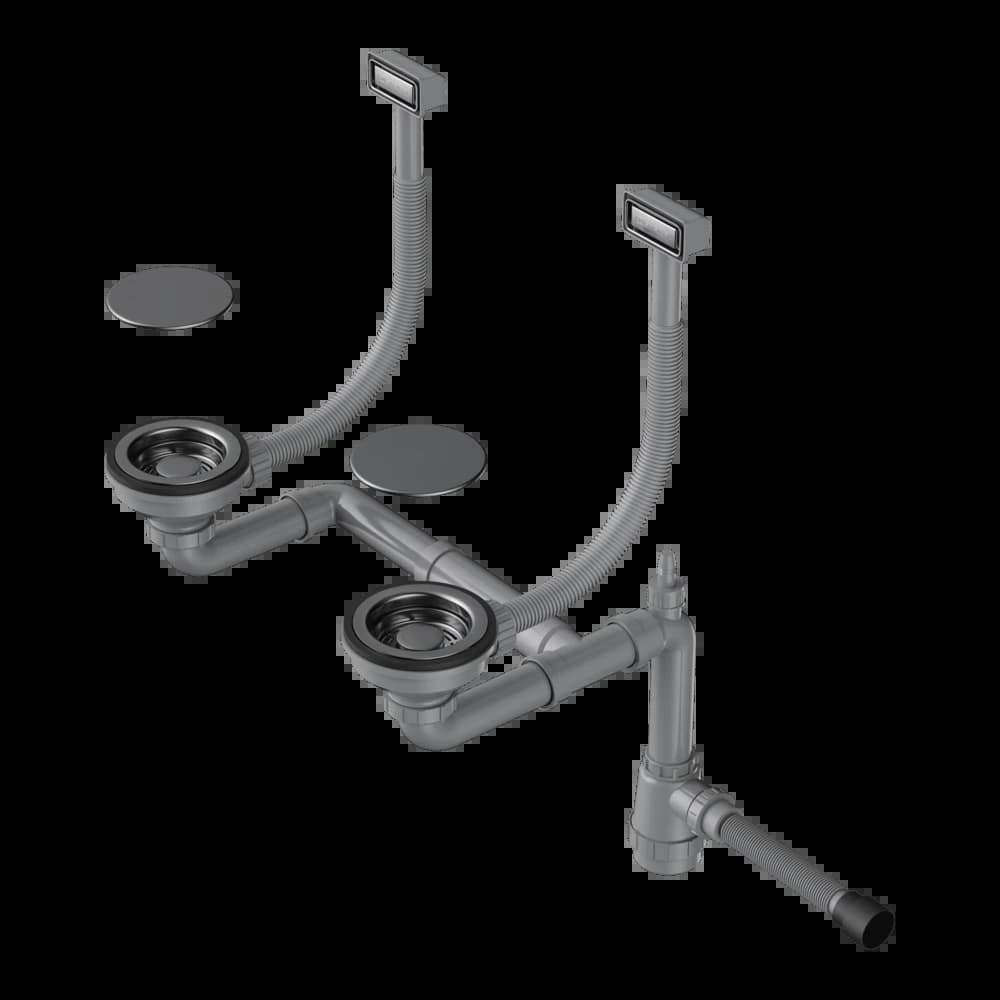 Арматура для двухчашевых моек OMOIKIRI Вороненая сталь WK-2C-GM