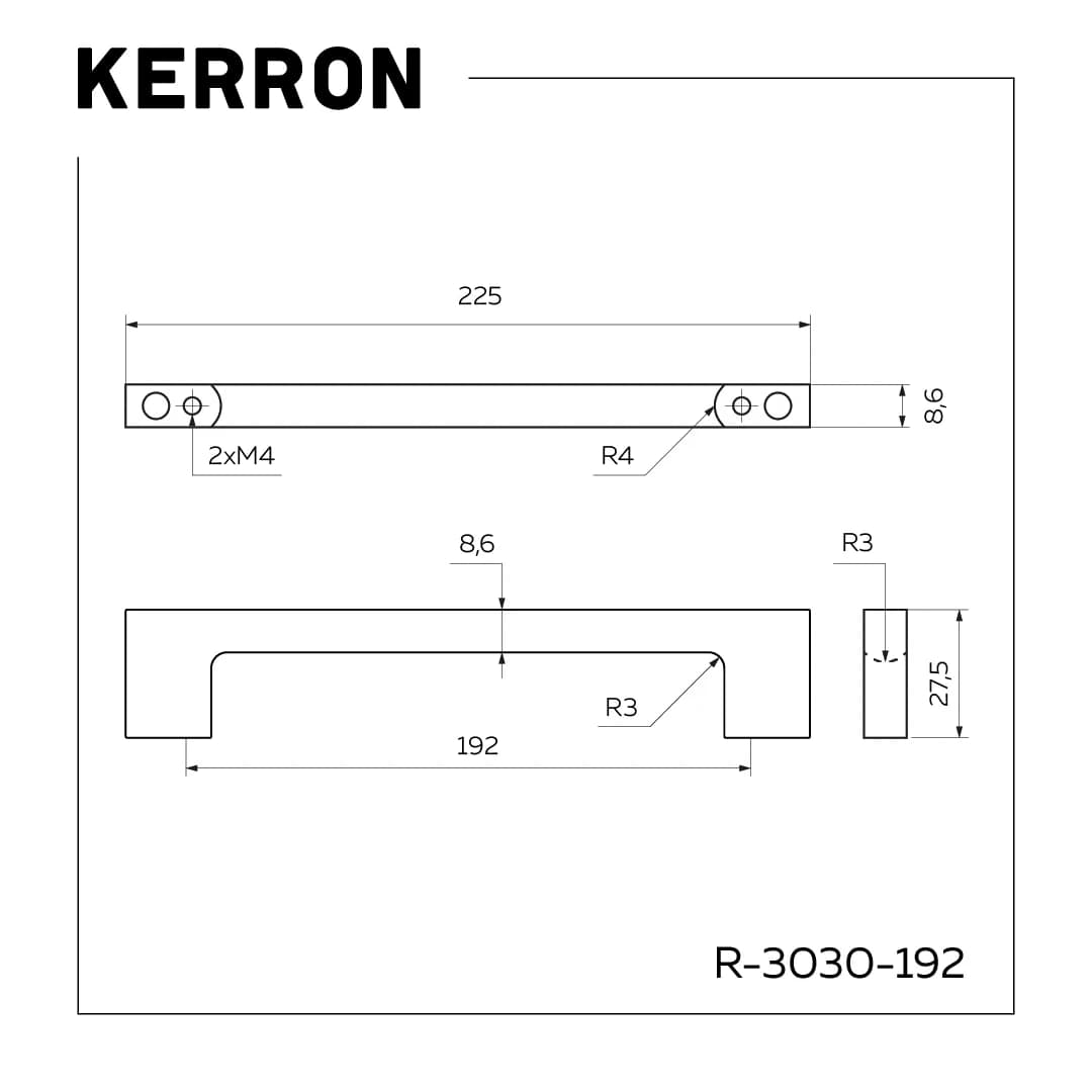 Ручка скоба KERRON Хром матовый R-3030-192 SC