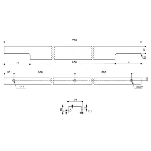 Ручка накладная MAKMART Золото шлифованное HPP.03.0796.GT-BA