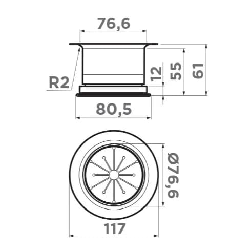 Сменная горловина для измельчителя OMOIKIRI Вороненая сталь NA-04-GM