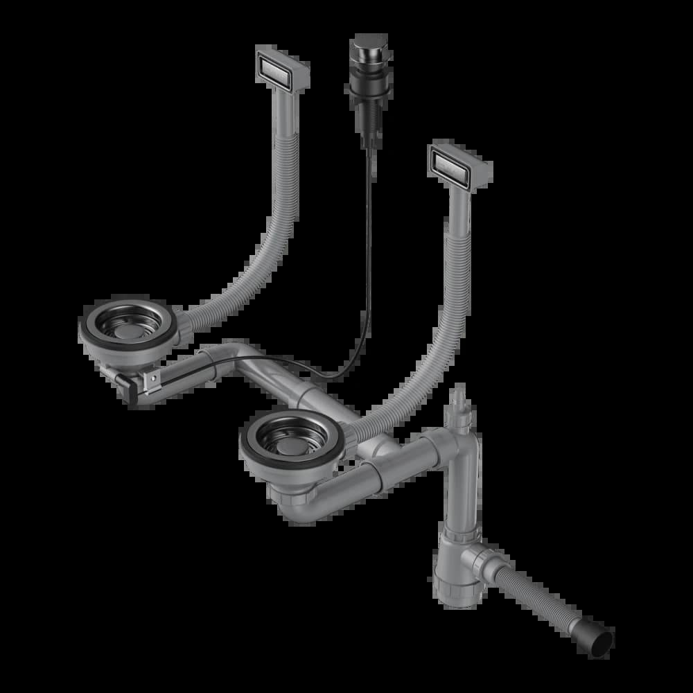 Арматура для двухчашевых моек OMOIKIRI Вороненая сталь WK-2-GM-A