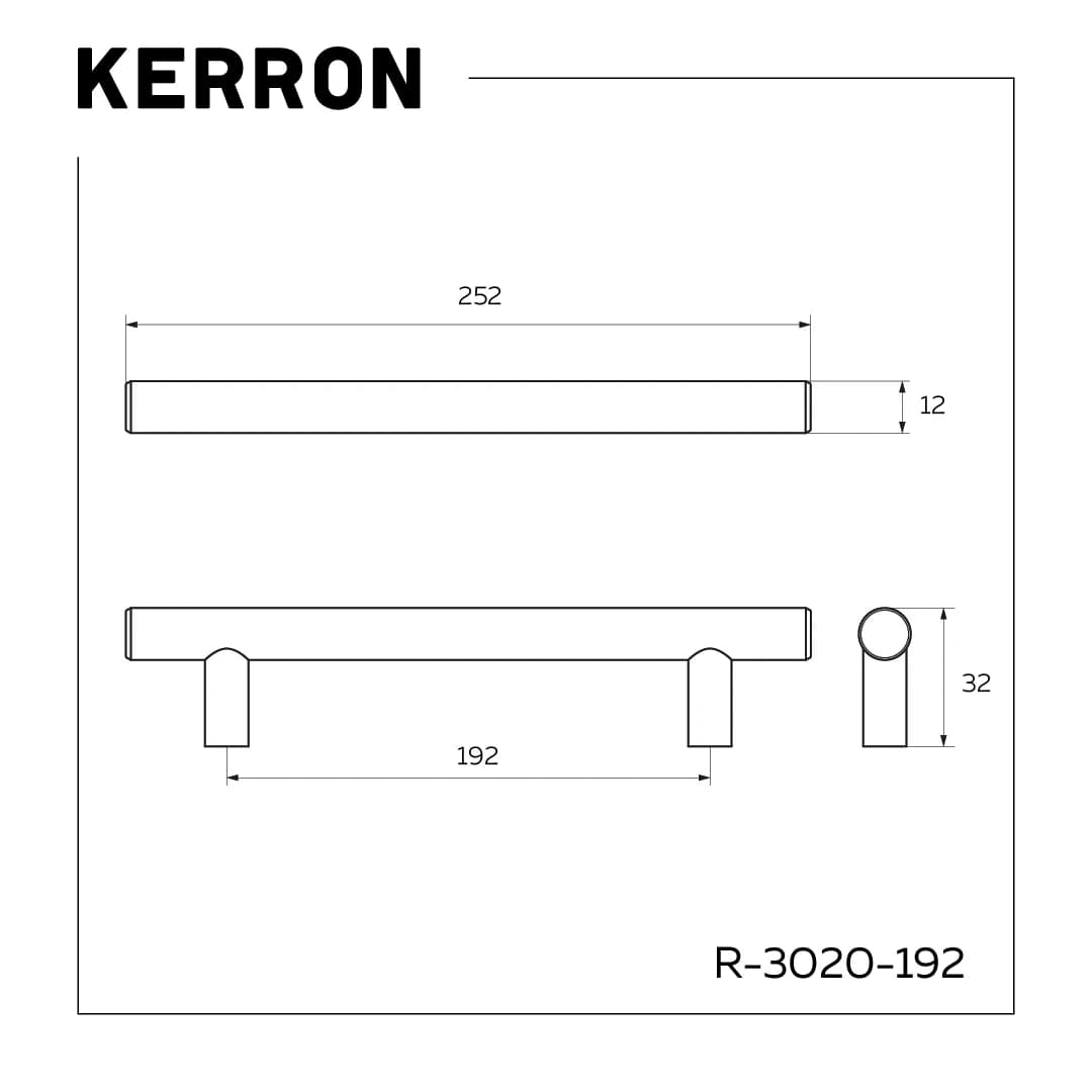 Ручка рейлинг KERRON Черный хром 224 мм R-3020-224 BN