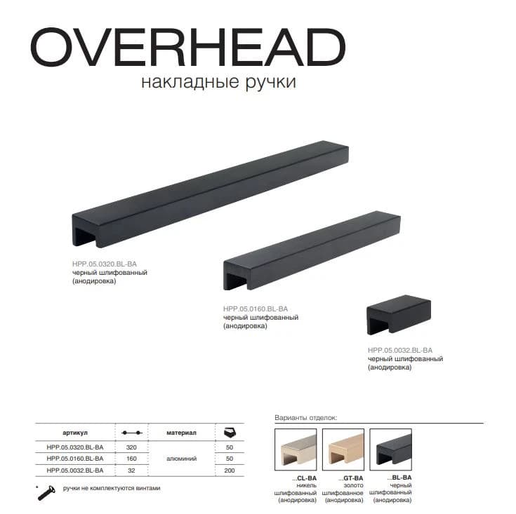 Ручка накладная MAKMART Черный шлифованный HPP.05.0320.BL-BA