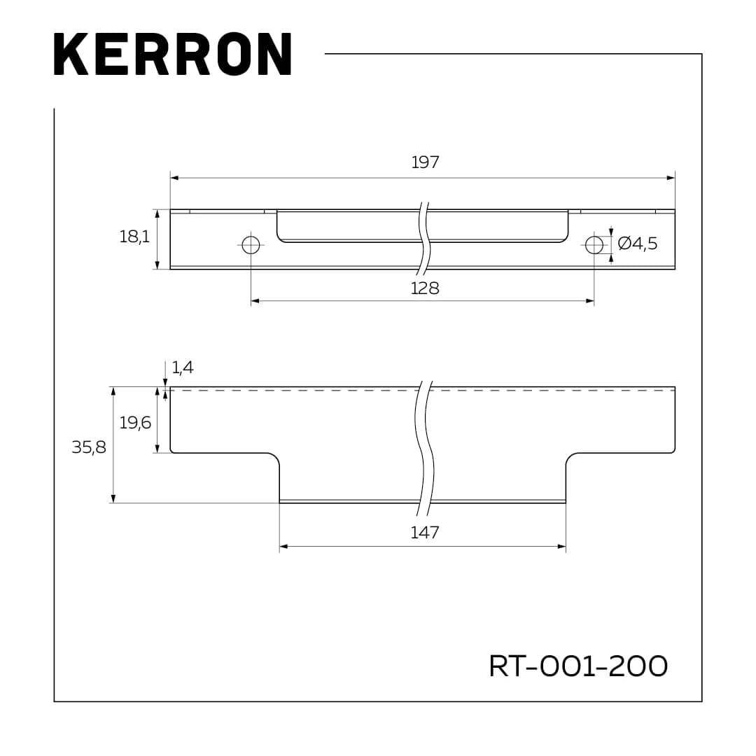 Ручка торцевая KERRON Черный матовый RT-001-200 BL