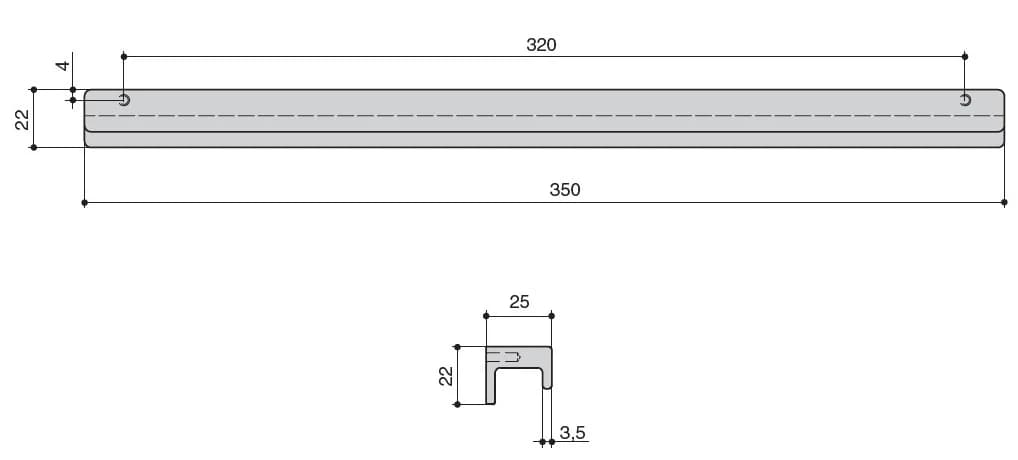 Ручка накладная MAKMART Черный шлифованный HPP.05.0320.BL-BA