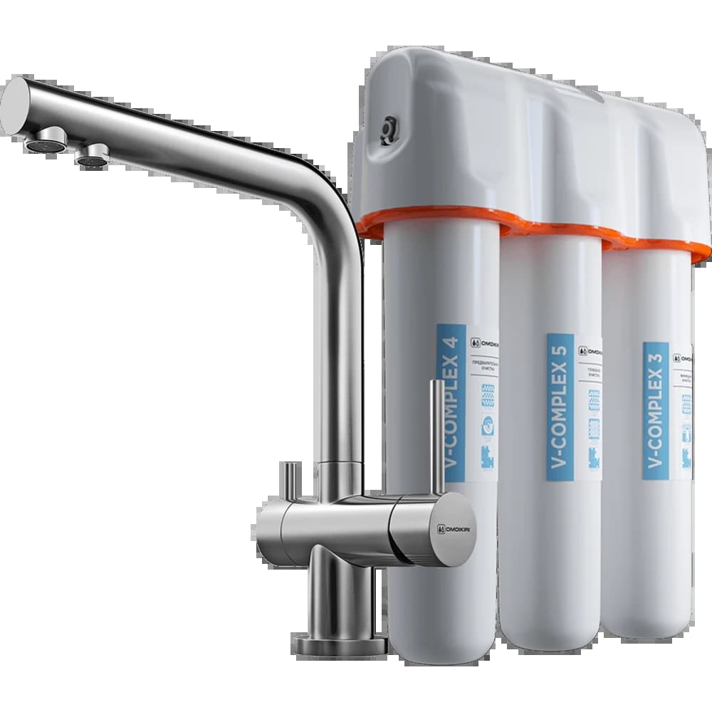 Комплект смеситель Nagano + Pure drop Lite OMOIKIRI Нержавеющая сталь