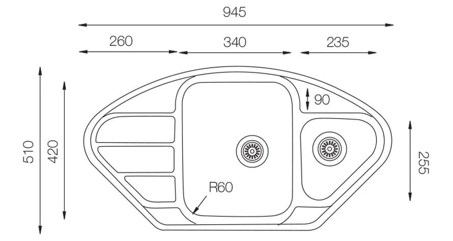 Мойка TOPZERO Нержавеющая сталь LTL945.510.15.GT8K