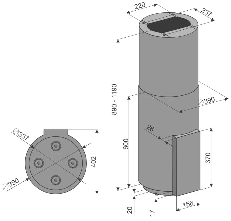 Вытяжка островная KONIGIN Черный Equilibrium Black Glass