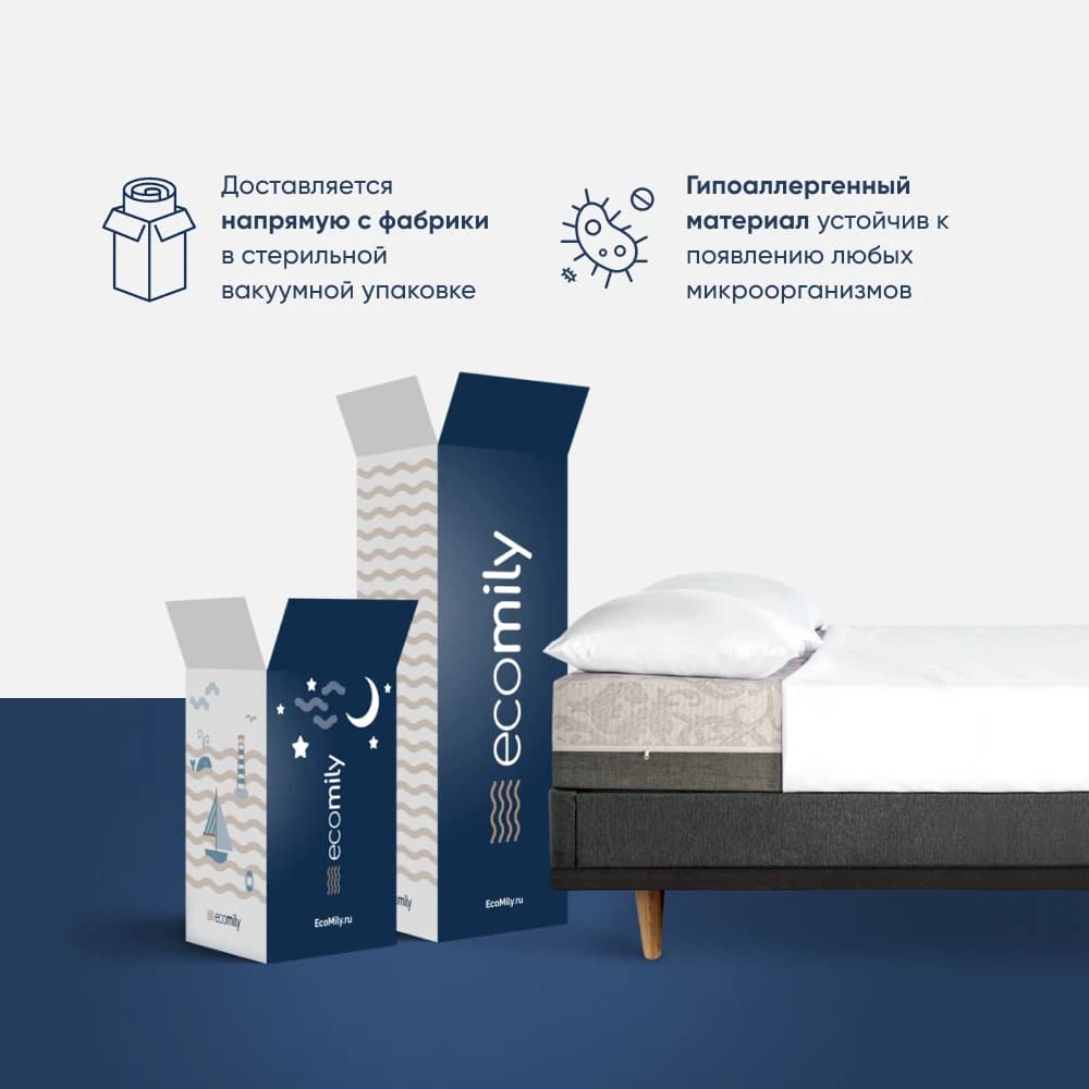 Матрас ортопедический полутораспальный 1400х2000х220 мм ECOMILY Белый Cambridge