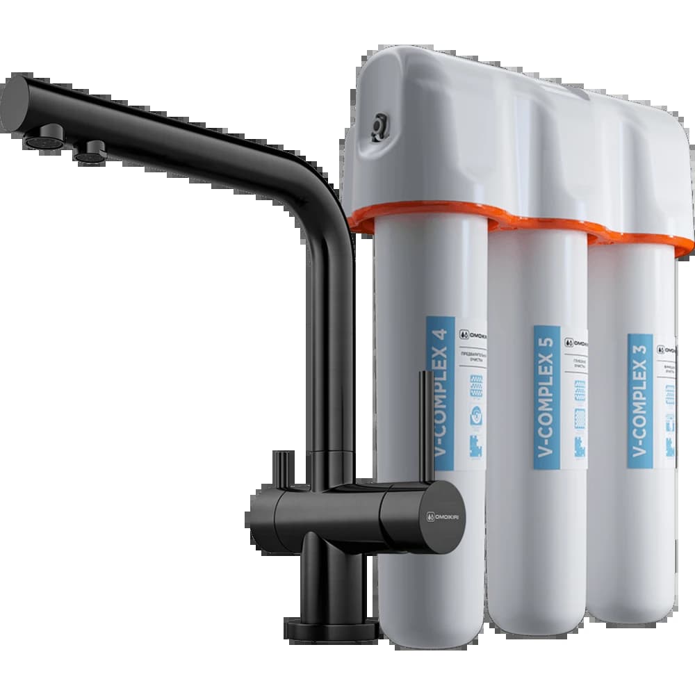 Комплект смеситель Nagano + Pure drop Lite OMOIKIRI Вороненая сталь