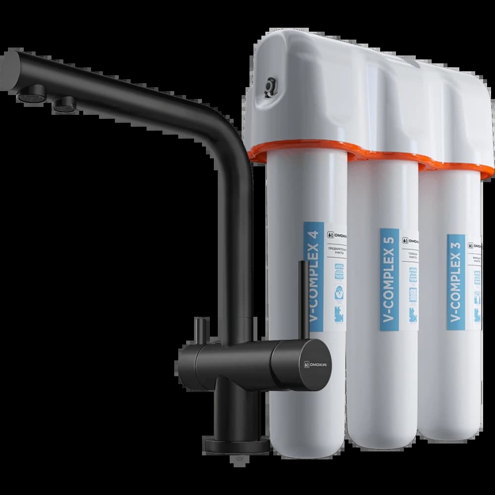 Комплект смеситель Nagano + Pure drop Lite OMOIKIRI Графитовый