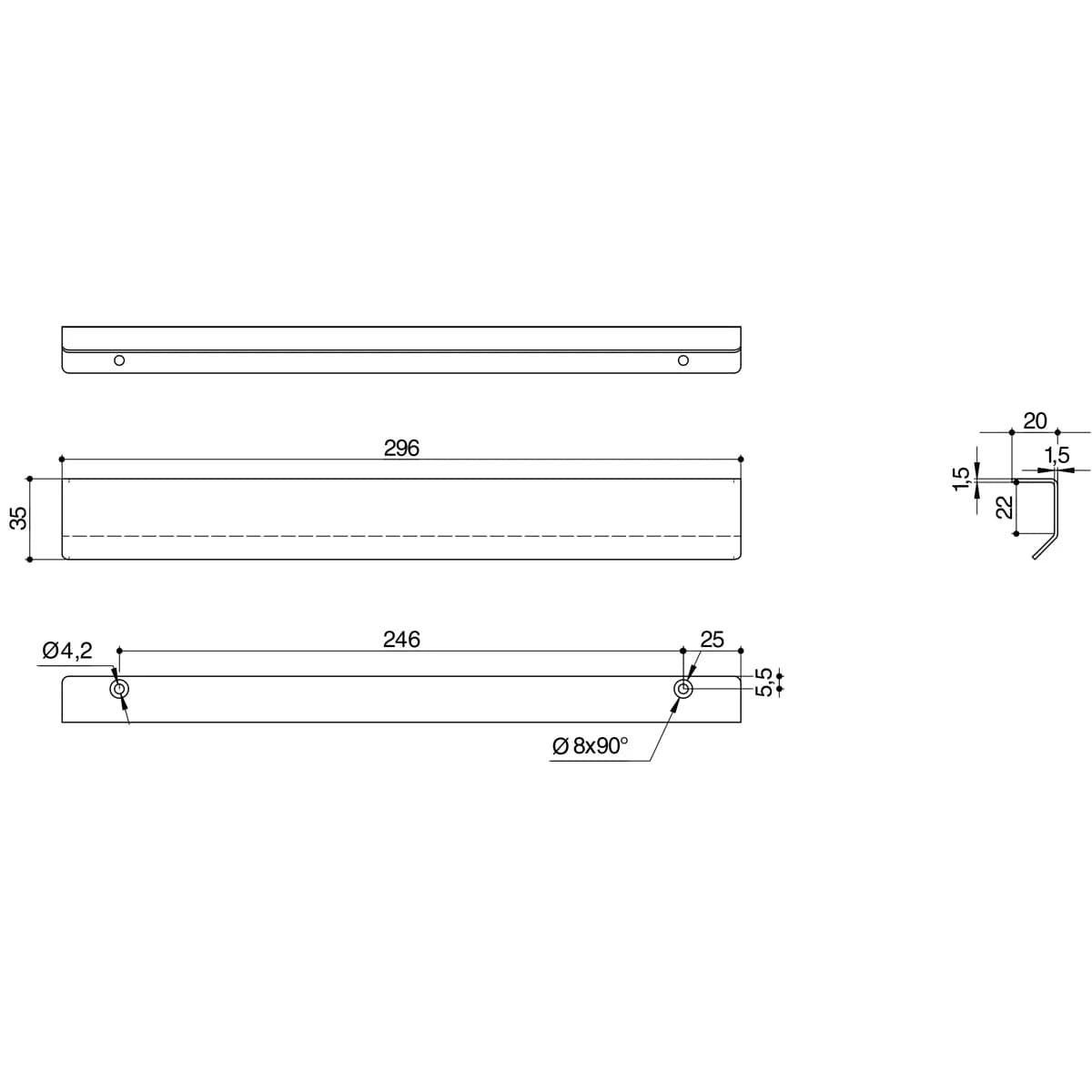 Ручка профиль MAKMART Черный матовый RT.01.296.9005