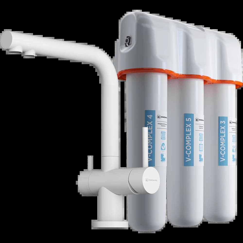 Комплект смеситель Nagano-P + Pure drop Lite OMOIKIRI Белый