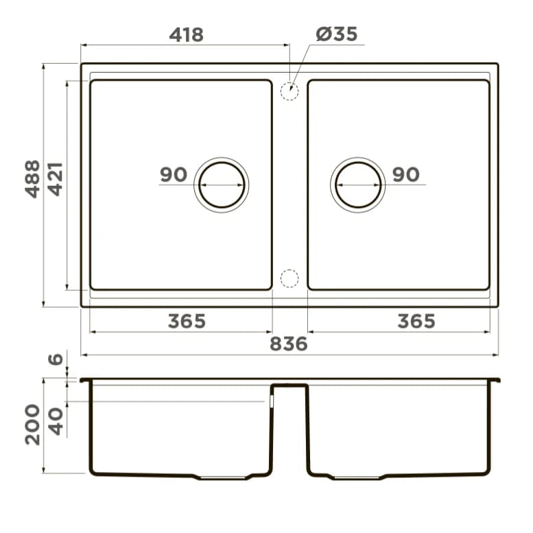 Мойка OMOIKIRI Графитовый Kitagawa 83-2-U-GB