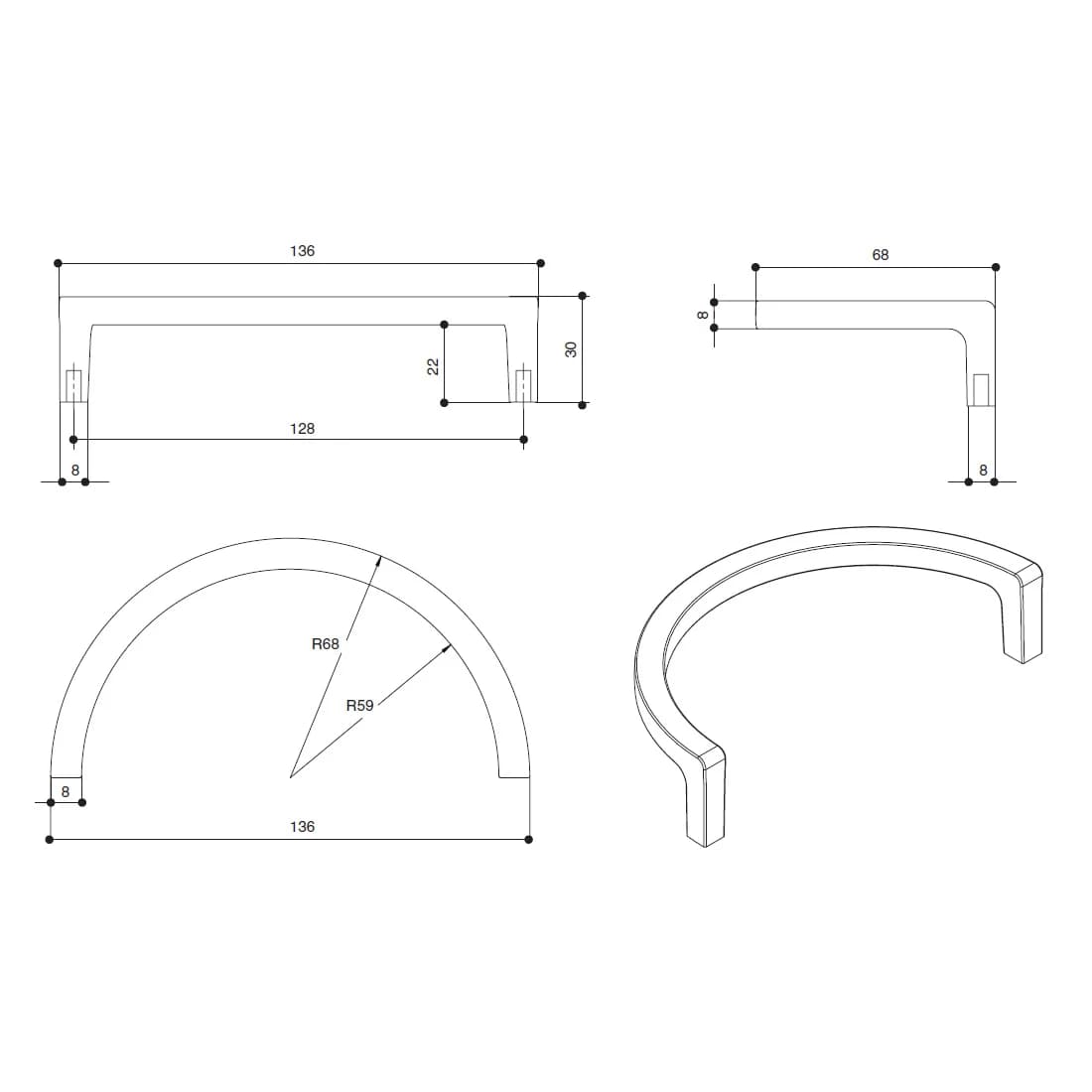 Ручка скоба MAKMART Черный матовый SY4701 0128 AL6