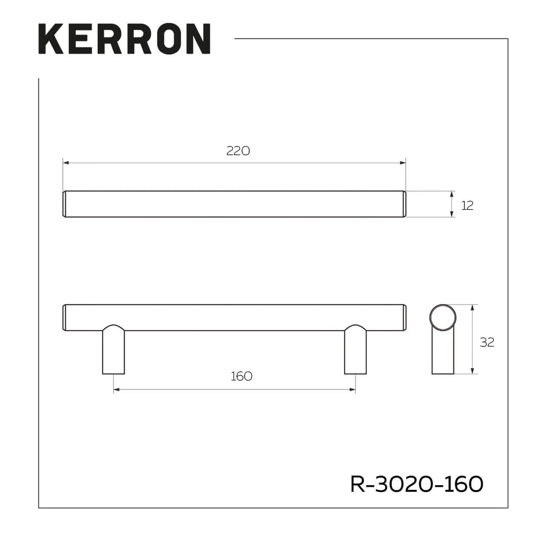 Ручка рейлинг KERRON Золото матовое R-3020-160-BSG