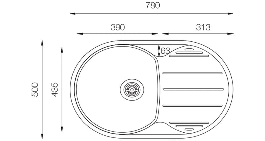 Мойка TOPZERO Нержавеющая сталь ELL780.500.GT8K