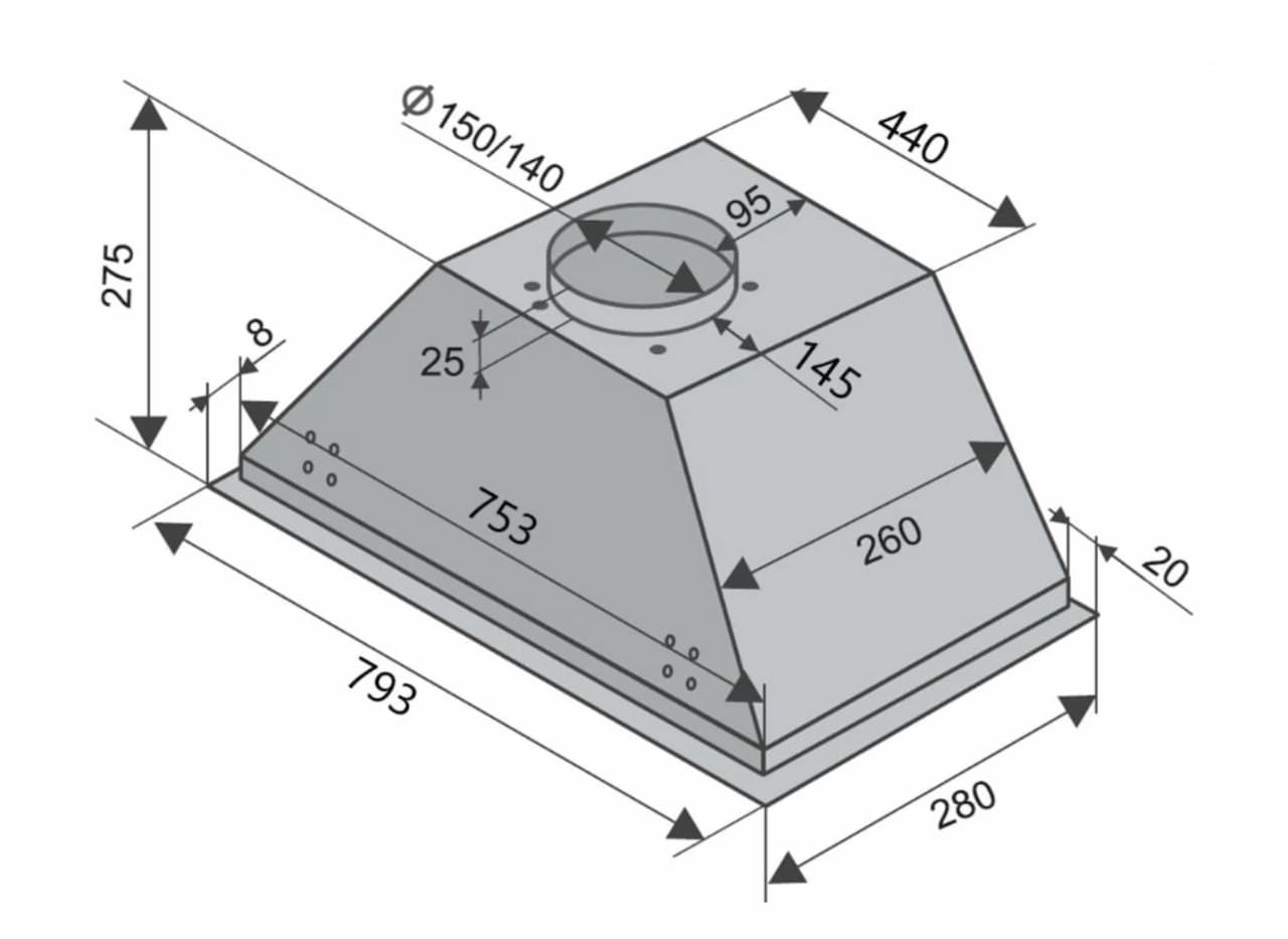 Вытяжка кухонная KONIGIN Falcon White 50