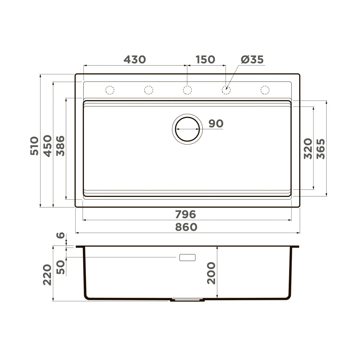 Мойка OMOIKIRI Графитовый Kitagawa 86-LB-GB