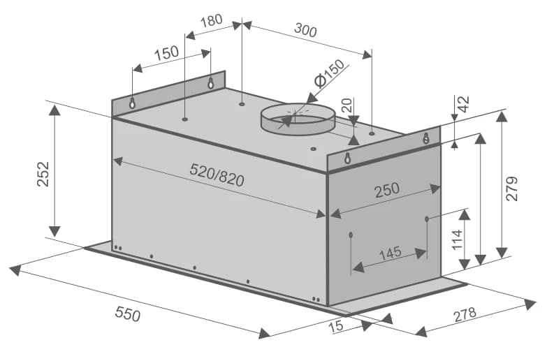 Вытяжка кухонная KONIGIN Нержавеющая сталь CHECKBOX