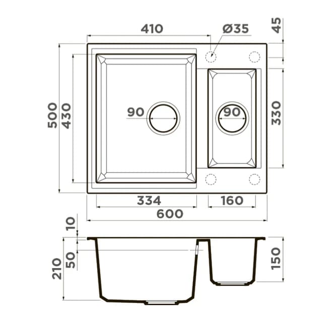 Мойка OMOIKIRI Черный Sakaime 60-2-BL