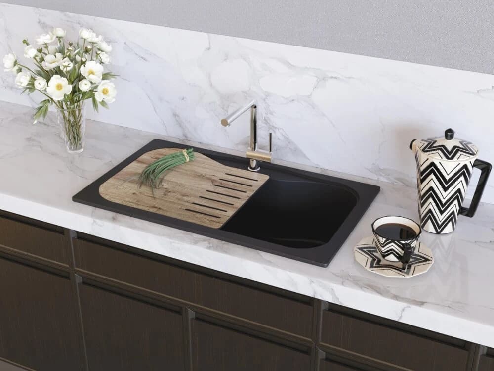 Смеситель с выдвижным изливом OMOIKIRI Черный Akashi-S-BL