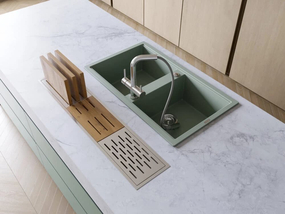 Смеситель с выдвижным изливом OMOIKIRI Вороненая сталь Takamatsu-S-GM