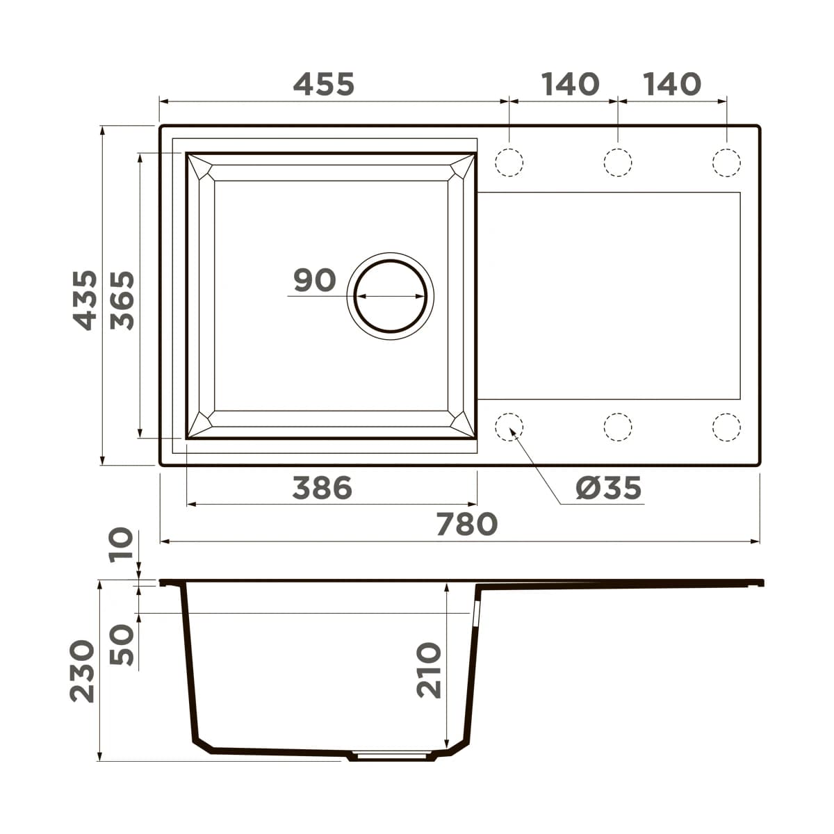 Мойка OMOIKIRI Ваниль Sakaime 78-BE