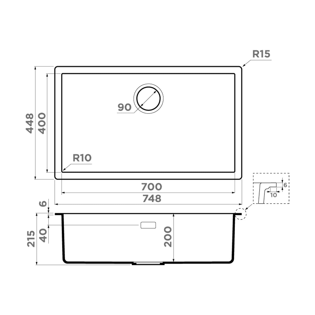 Мойка OMOIKIRI Canyon Yamakawa 75-Integra-CN