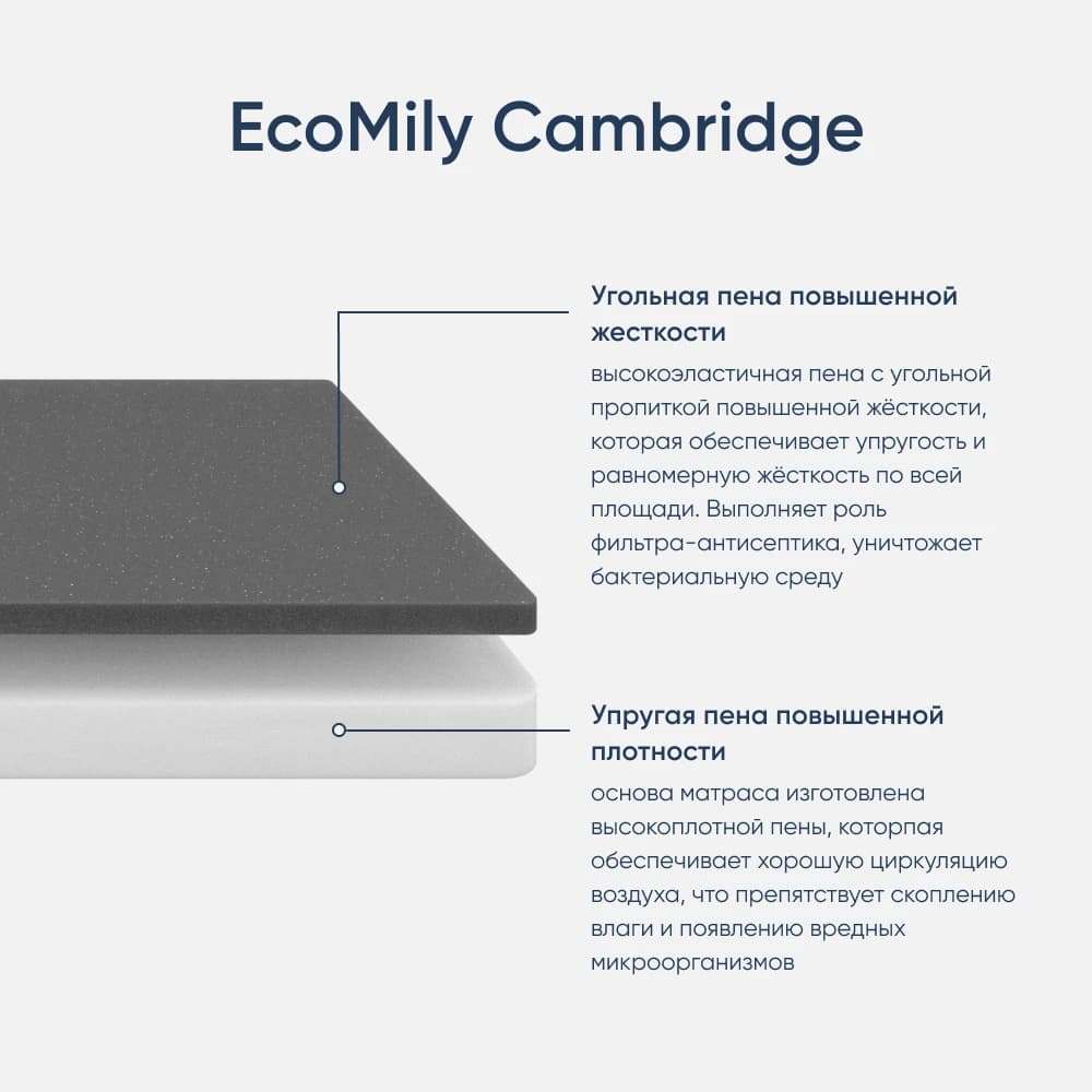 Матрас ортопедический двуспальный 2000х2000х220 мм ECOMILY Белый Cambridge