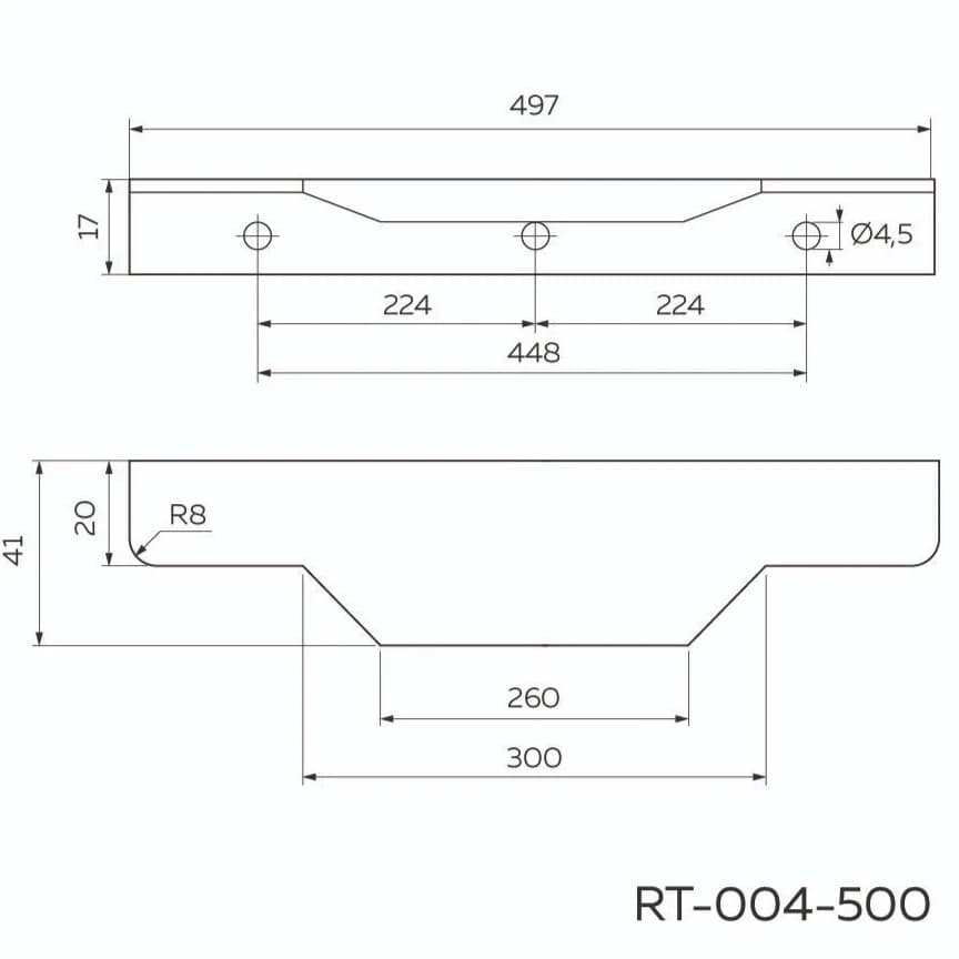 Ручка торцевая KERRON Черный матовый RT-004-500 BL