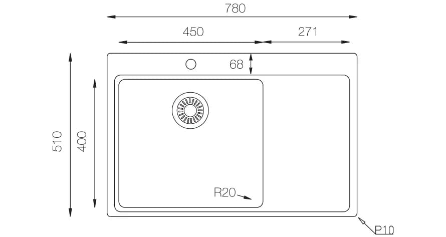 Мойка TOPZERO Нержавеющая сталь MM780.510.GT10K R