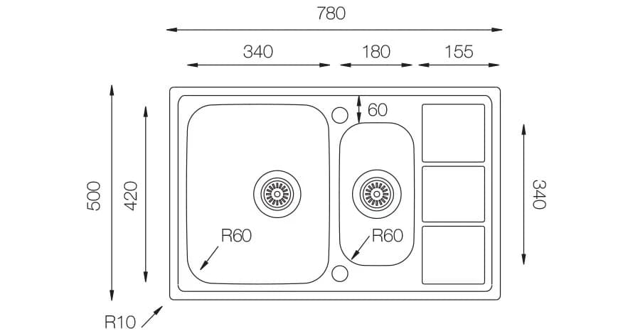 Мойка TOPZERO LTP780.500 15 GT8K (УЦЕНКА)