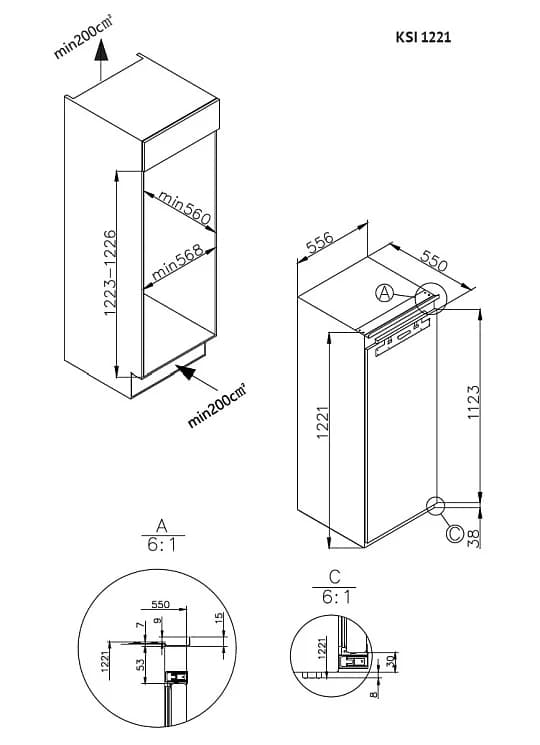 Холодильная камера KORTING Белый KSI 1221