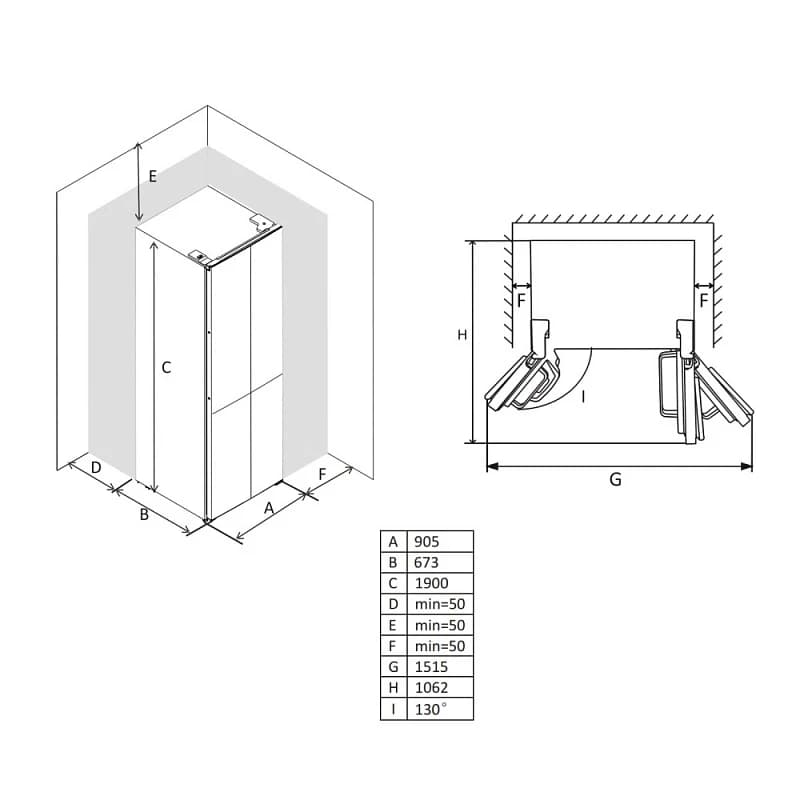 Холодильник Side-by-side KORTING Черное стекло KNFM 91868 GN