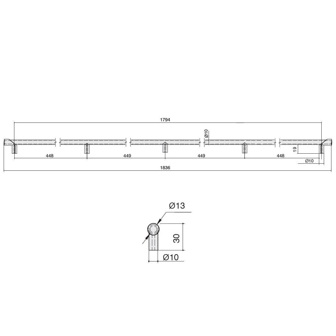 Ручка скоба MAKMART Никель глянец 8.1149.1794.34-33